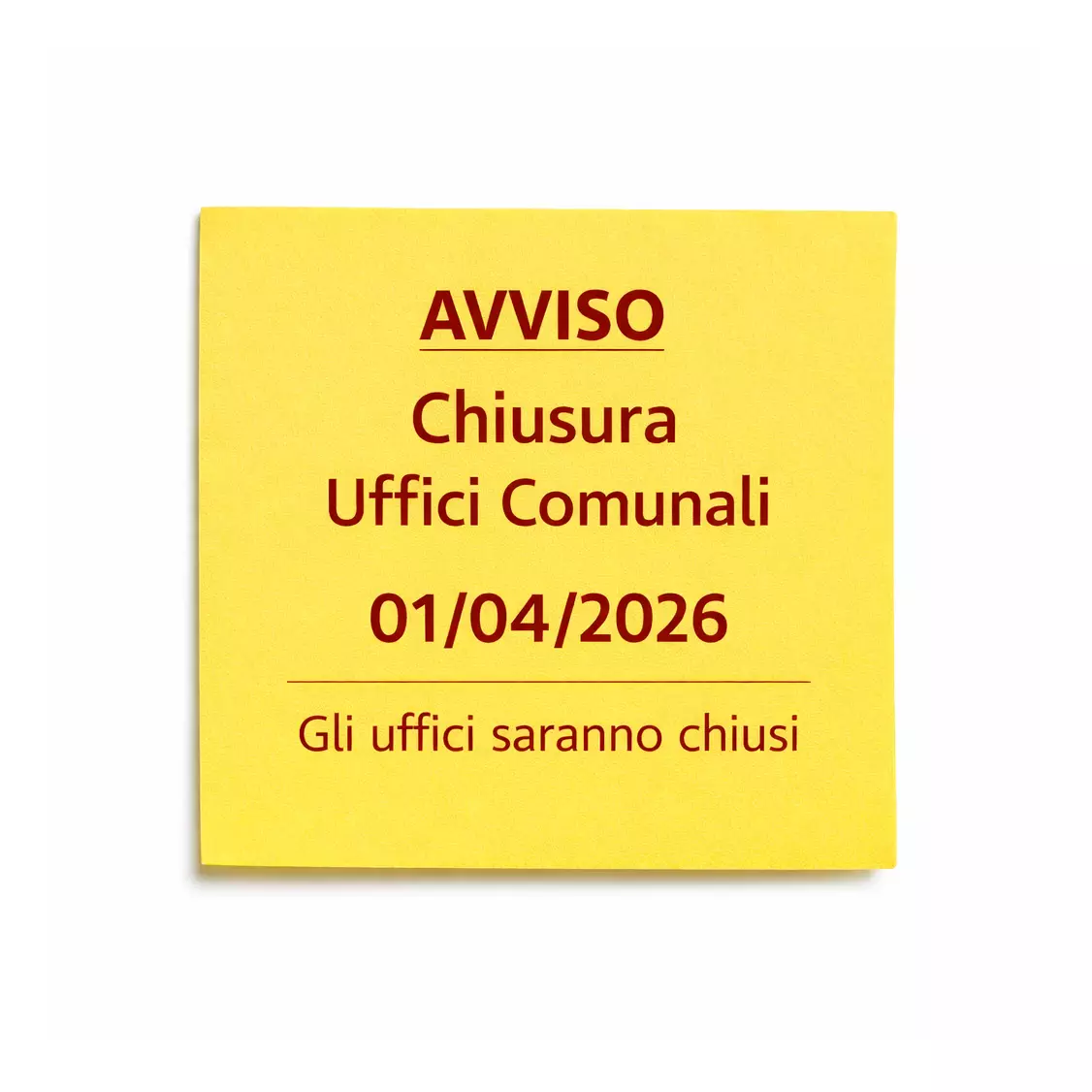 Chiusura uffici al pubblico
